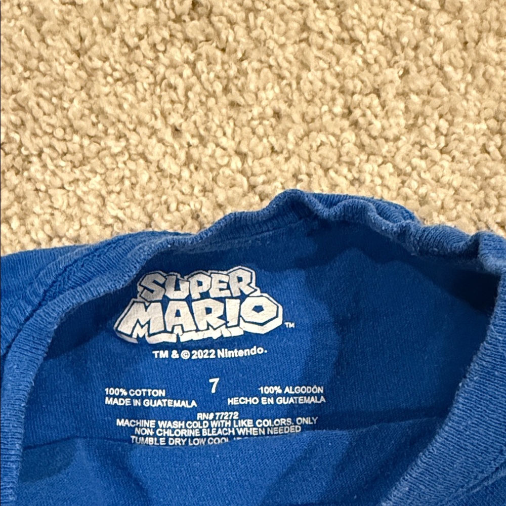 Nintendo Super Mario and Luigi long sleeve blue tee shirt, size 7 - Picture 3 of 5